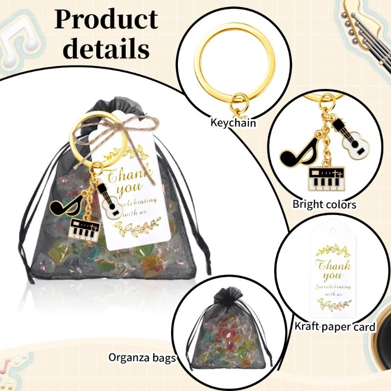Pack Of 10 Music Theme Keychains Set With Guitar And Electronic Keyboard Birthday Party Souvenir Daily Decoration Items
