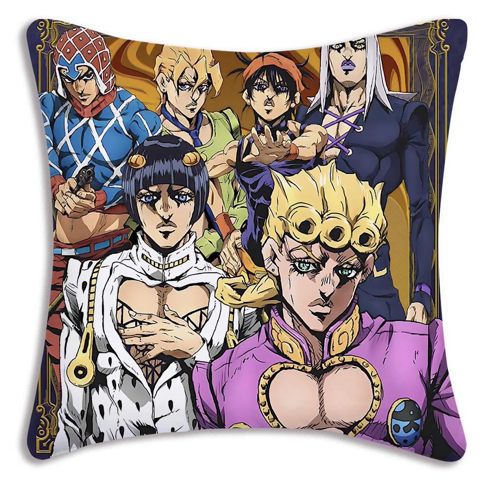 Cute JoJos Bizarre A-Adventure Pillow Covers Cartoon Sofa Decorative Home Double-sided Printing Short Plush Cute Cushion Cover