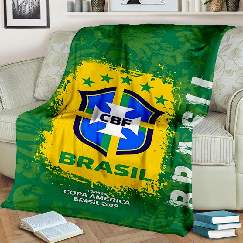 Brazilian Football Federation Printed Throws Blanket Soft Flannel Blankets for Couch Bed Gifts for Men Women Picnic blanket Christmas gifts