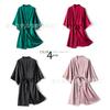 Elastic satin pajamas women's nightgown morning gown single bathrobe medium and long robe black sexy imitation silk