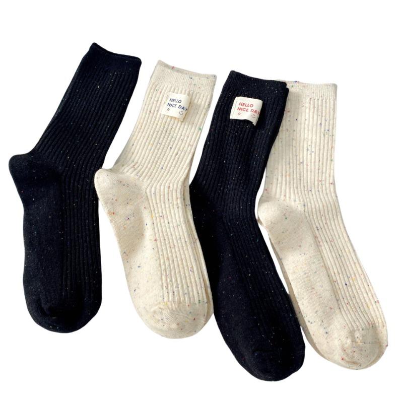 Ladies Spring and Autumn All Kinds of Cloth Mark Point Yarn In The Tube Pile Pile Cotton Socks