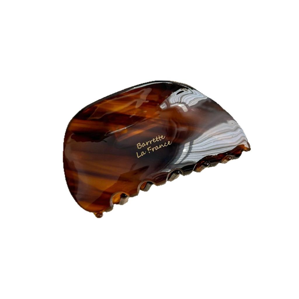 Elegant French Brown Acetate Claw Clip for Fine Hair: High-Quality Textured Shark Clip Hair Accessory