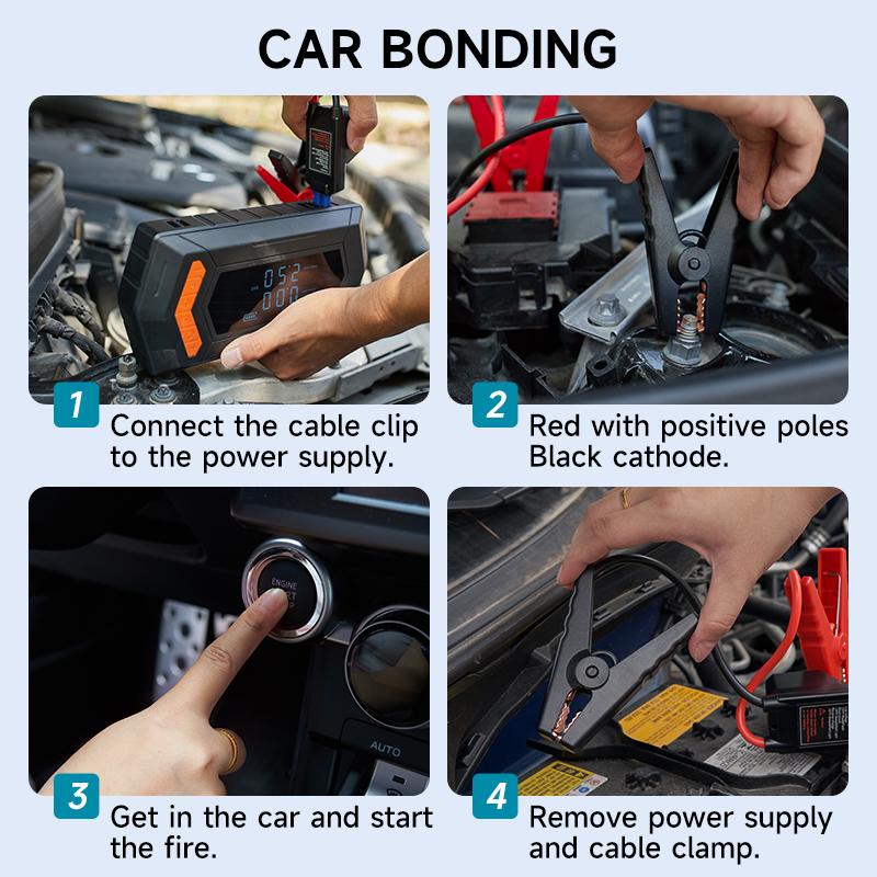 BUVAYE Portable Car Jump Starter With 150PSI Vacuum Extraction Air Compressor, 12V 6000A Car Battery Jump Starter Battery Pack