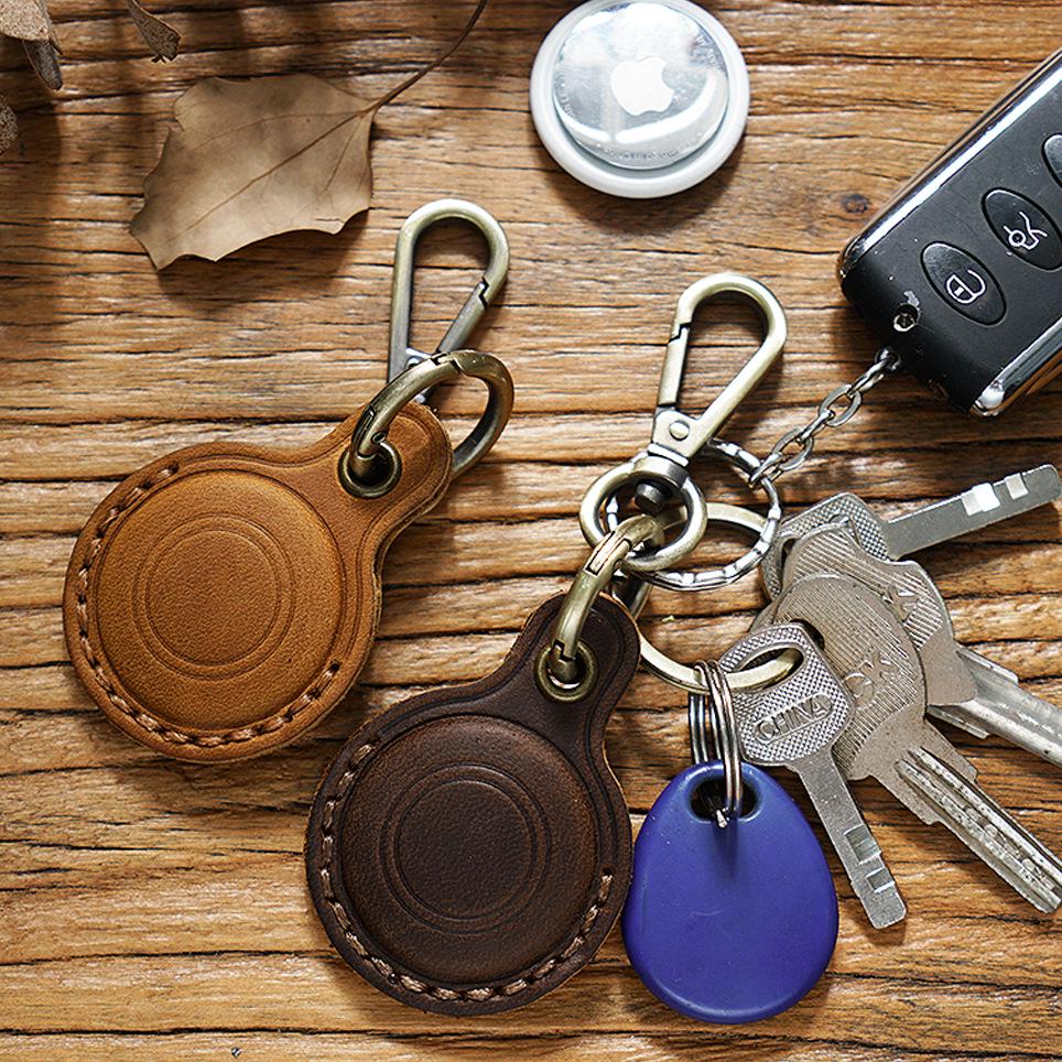 Genuine Leather Pet Anti-Lost Keychain for Apple AirTag Tracker