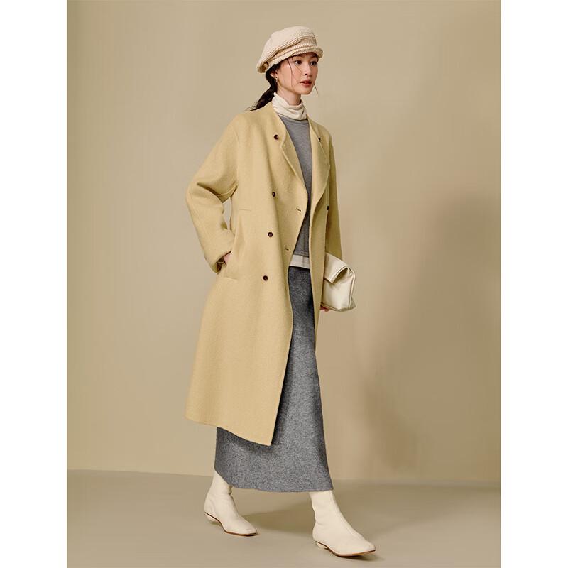 INMAN Women's Alpaca Silk Blend Double-Faced Wool Coat