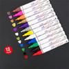 12 Colors Sets Fine Paint Oil Based Art Pens Metal Glass 24ml