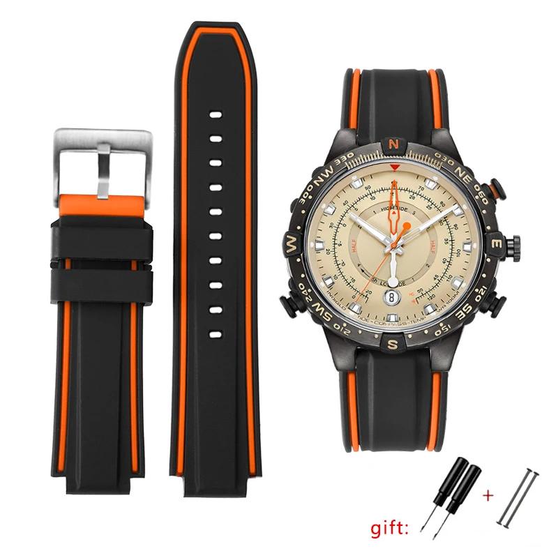 

Silicone wristband For Timex E-tide Compass T2n720 T2n721 Tw2t76300 Tw2t76500 T45601 Rubber Men Watchband Sports Strap free tool 24-16mm
