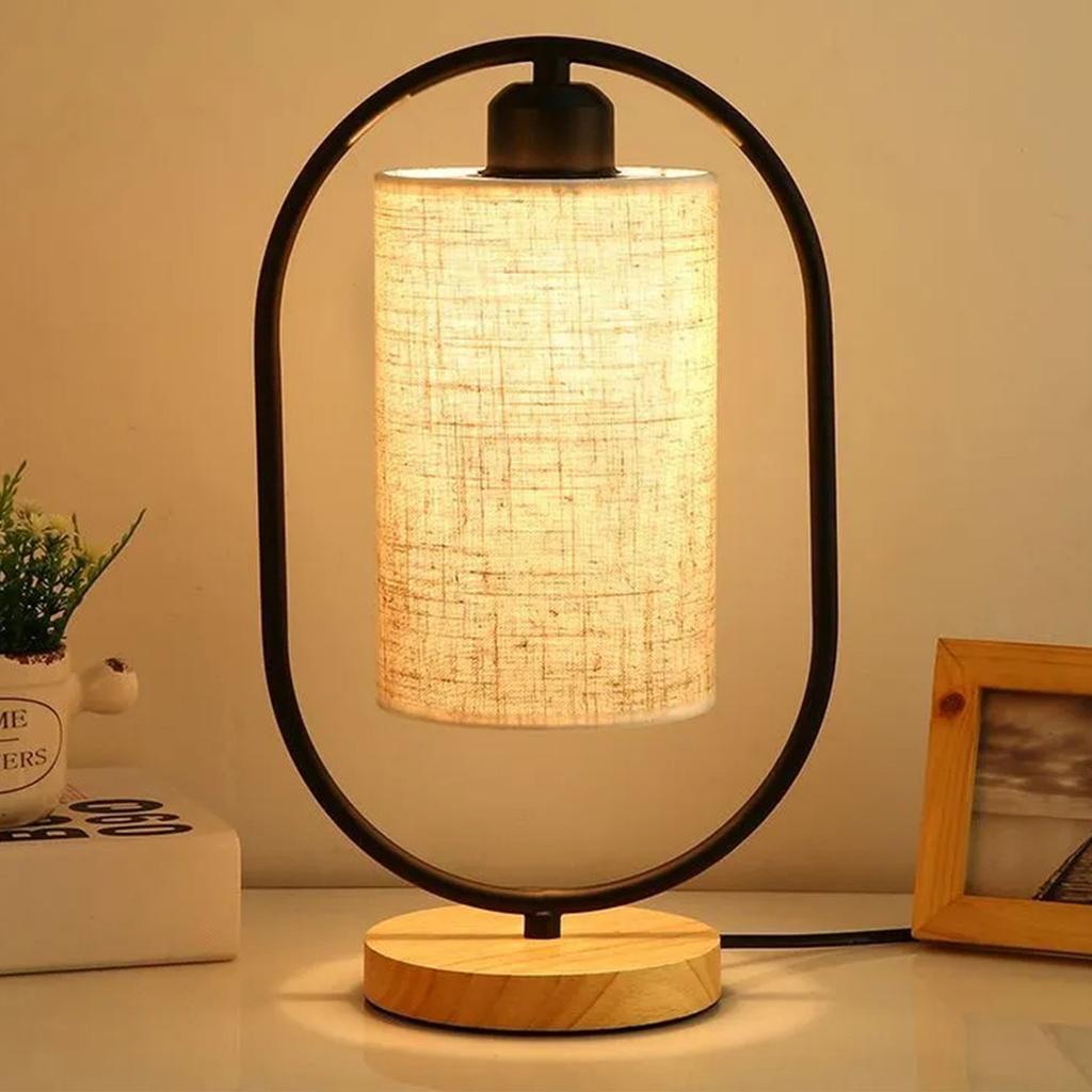 Desk Lamp, Bedroom, Bedside, Personalized, Creative  Retro Fabric, Warm Solid Wood Dimming Small Night Light