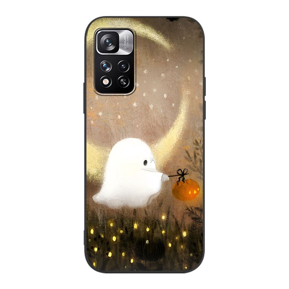 Aesthetic Cute Ghost Art Case for Xiaomi Redmi Note 11 10S 8T 10 12 Pro Plus 11T 8 9 11E 11S 5 9S 7 Soft TPU Black Phone Cover