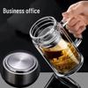 Custom Logo Double-Layer High Borosilicate Glass Cup with Engraved Screw Cap