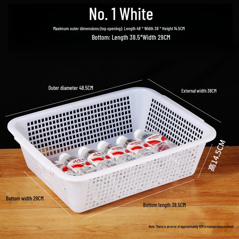 Large White Plastic Rectangular Kitchen Basket for Draining, Washing, and Storage
