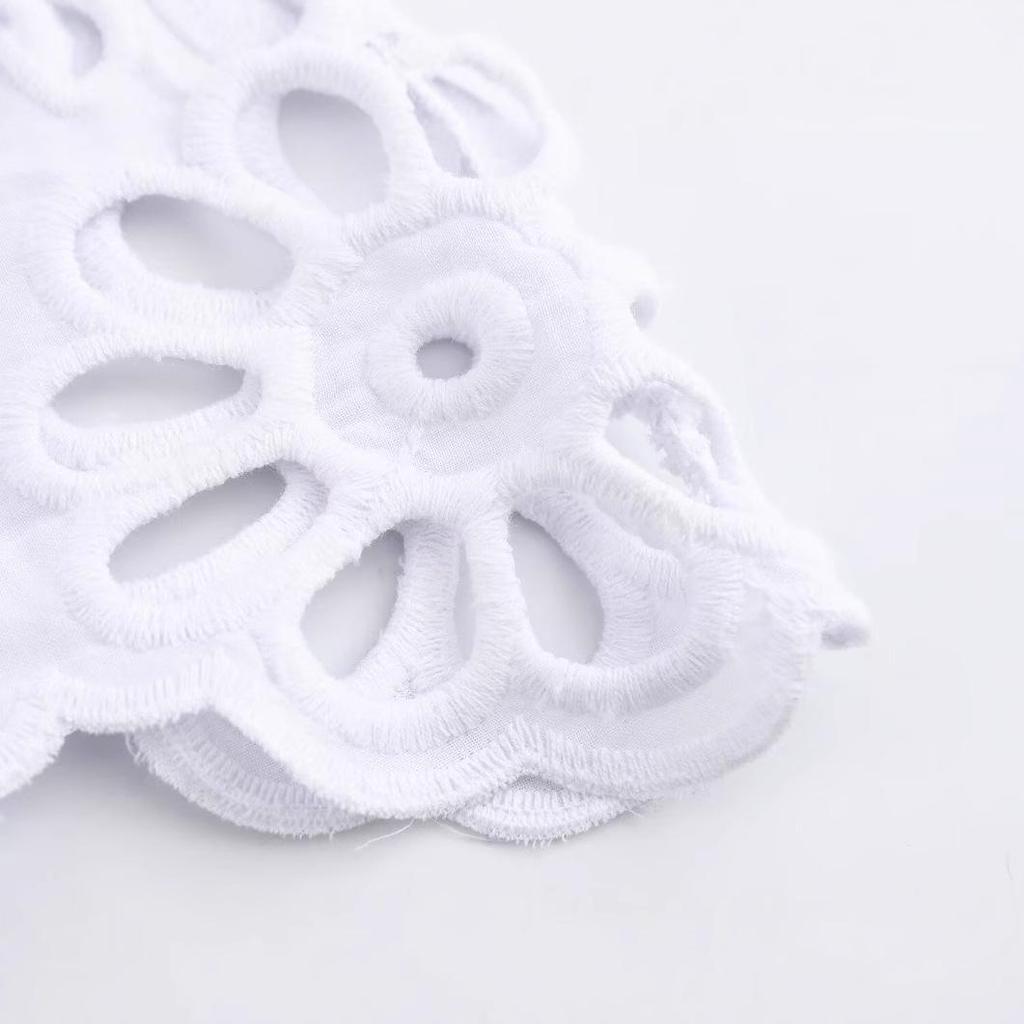 2025 Summer Spaghetti Strap Cotton Embroidered Dress: Fashionable Solid Color Women's Dress