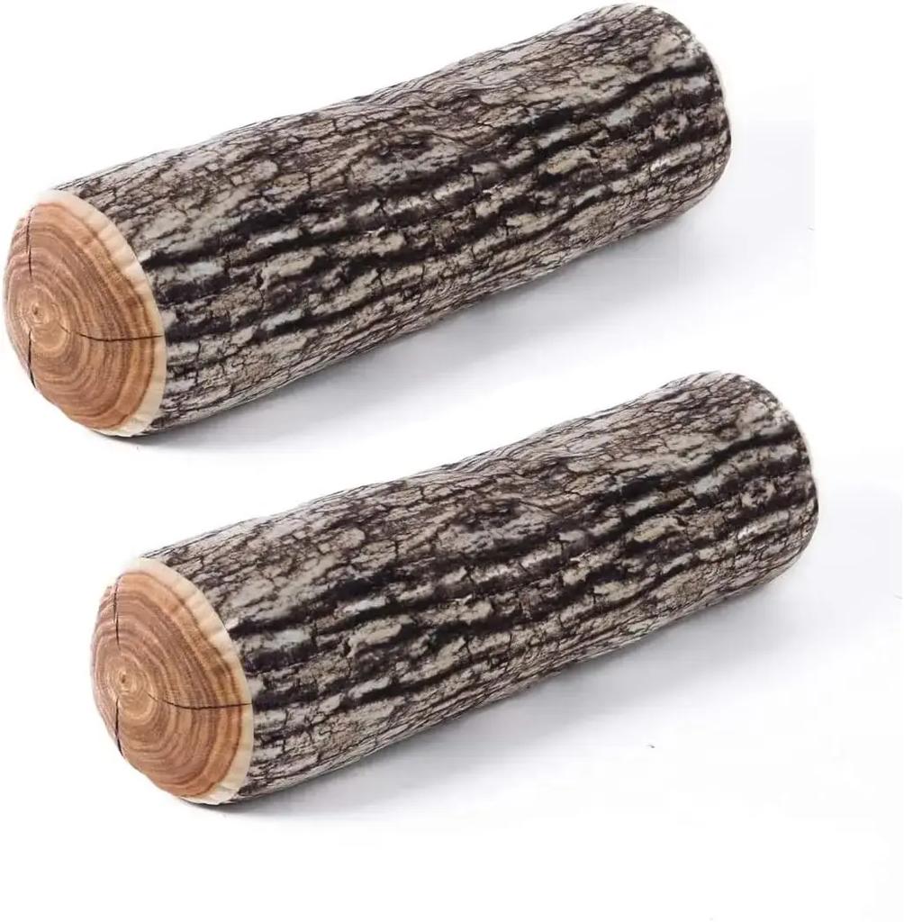 1PC Decorative Round Throw Pillow, 3D Digital Print Comfortable Kids Funny Log Pillow Cylinder Floor Cushion for Home