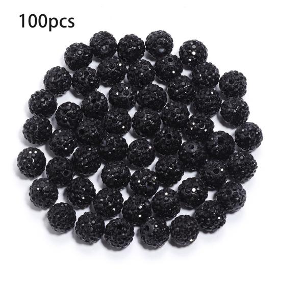 100Pcs 10mm Contas de Argila de Strass Coleção de Gelo Beisebol Estilo Bling Contas Redondas para Colar Pulseira Brincos Jóias DIY