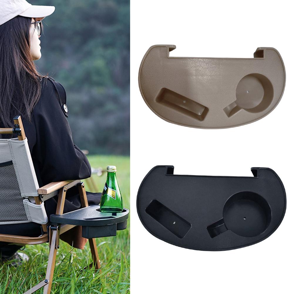 Chair Side Tray Drink Holder Portable Beach Chair Cup Holder Multipurpose Travel-friendly for Beach Garden Leisure