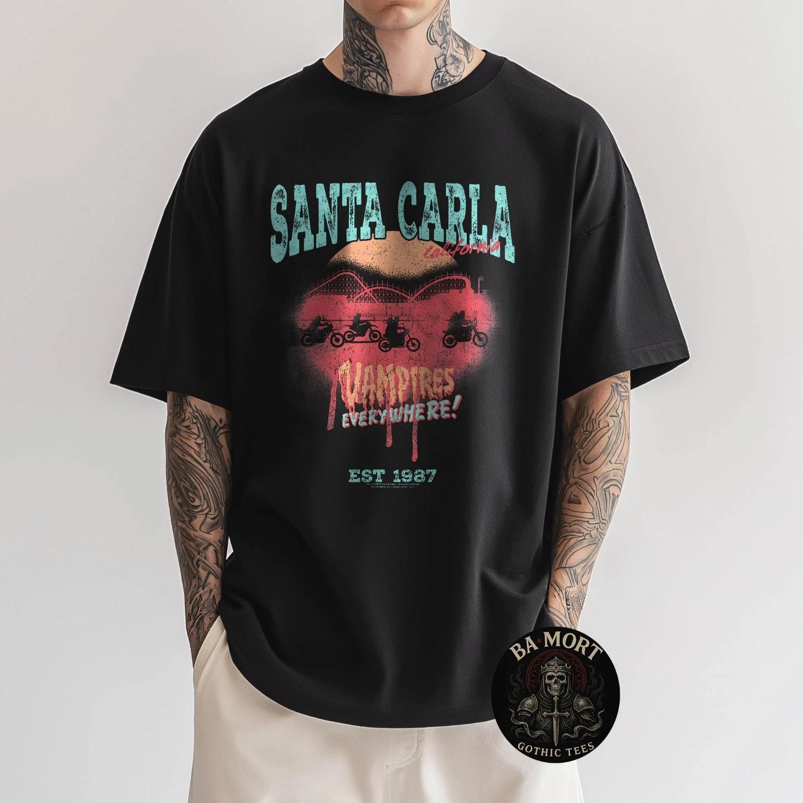 The Lost Boys Santa Carla Tourist Postcard Horror Movie 100% Cotton T-shirt Mens Tees Top XL