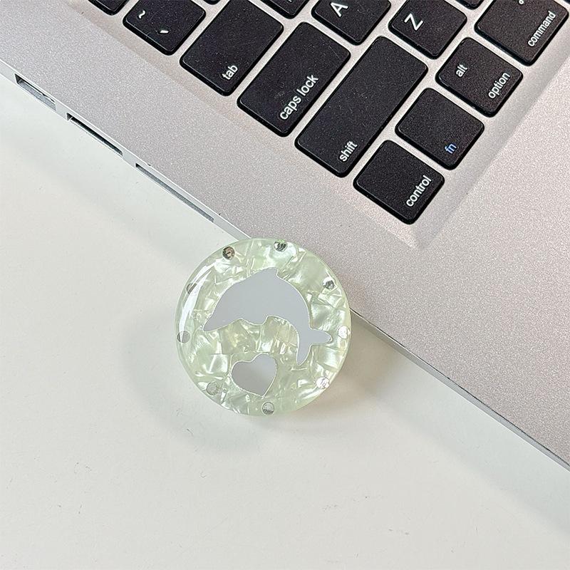Rhinestone Dolphin Heart Mirror Magnetic Phone Holder - Stylish Desktop Accessory for Women
