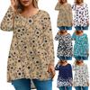 Women's Fashion Large Size Round Neck Long Sleeve Casual Print Loose Pullover Top