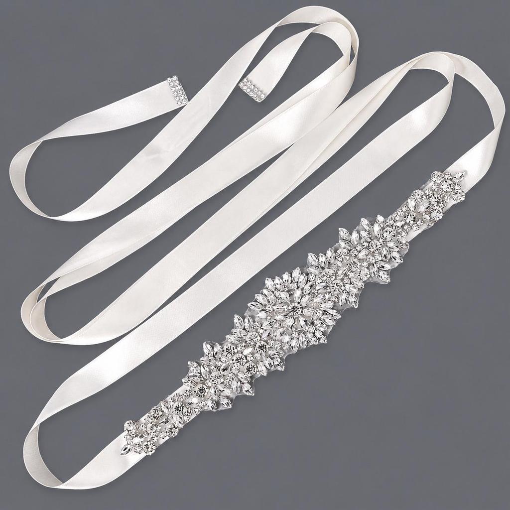 Elegant Silver Rhinestone Wedding Belt – Versatile High-End Dress Accessory for Fashion Shows and Performances