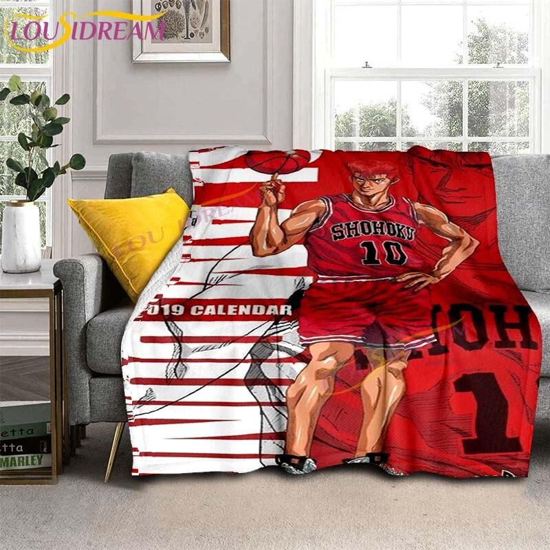 SLAM DUNK Blankets Slam Dunk Sakuraqi Flannel Blankets 3D Cartoon Throw Blankets for Bedroom Sofa Travel Camping Warm Blankets