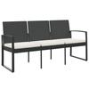 VidaXL Banc de jardin à 3 places avec coussins noir rotin PP 360212