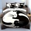 Yin Yang Cat Decor Set Soft Skin-Friendly Bedding Set Includes 1 Duvet Cover And 2 Pillowcase Gift