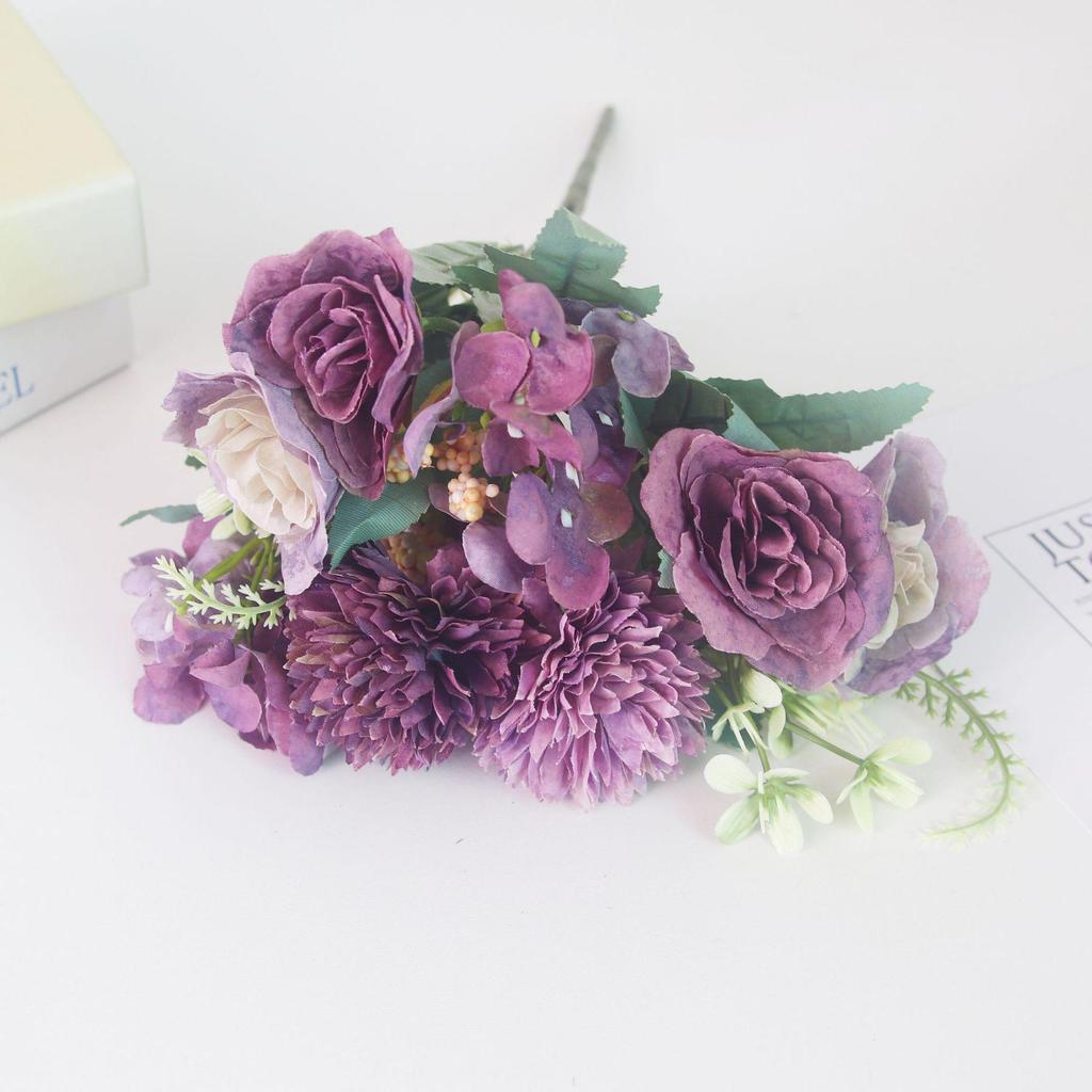 Baihua Bang Simulation INS Korean Bouquet with Daisy, Hydrangea, and Rose - Stylish Decorative Fake Flowers.