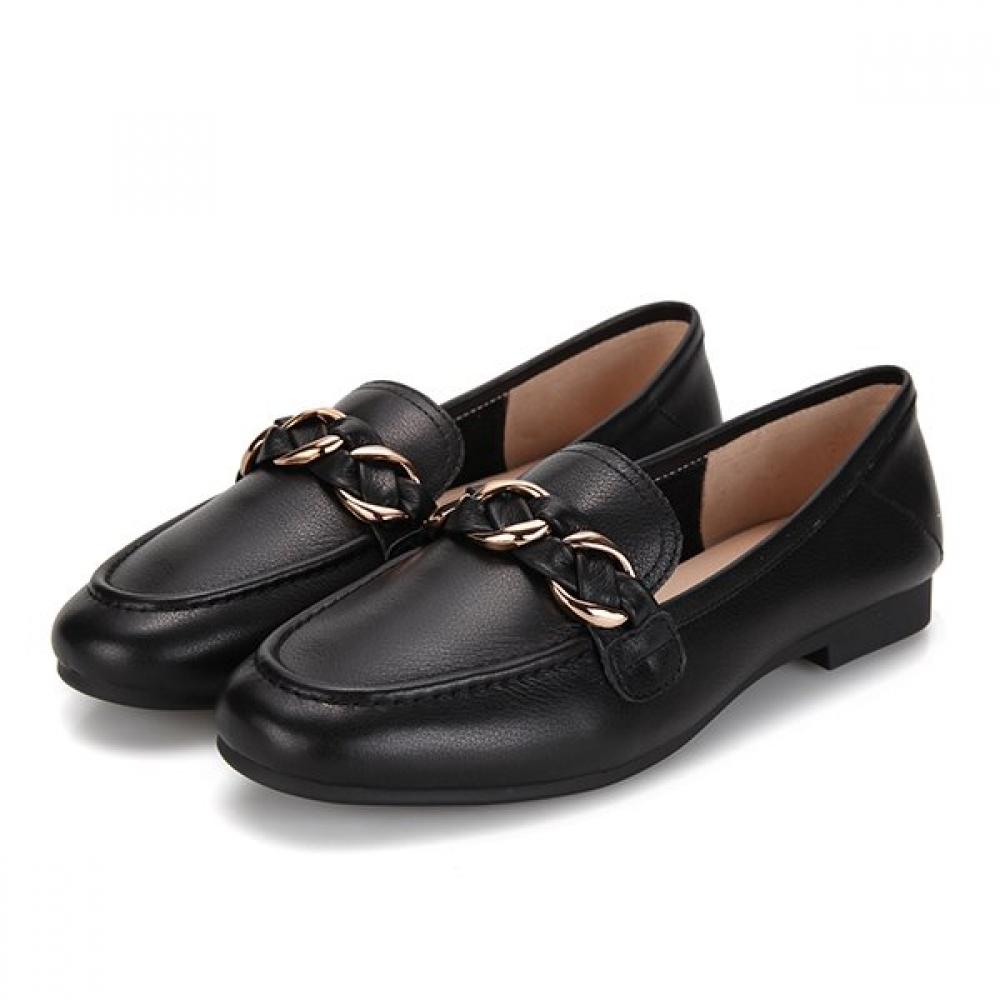 BARBARA Leather Basic Chain Loafer Bbg140bk
