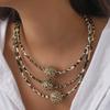 Hot-selling European and American Retro Multi-layer Leopard Print Necklace, Fashion Trend Personalized Sweater Chain Women's Jewelry