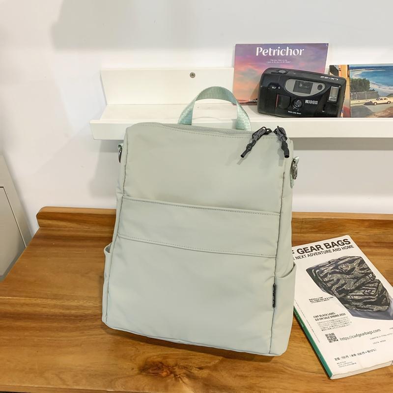 Men Nylon Backpack Solid Color Women Small Backpack