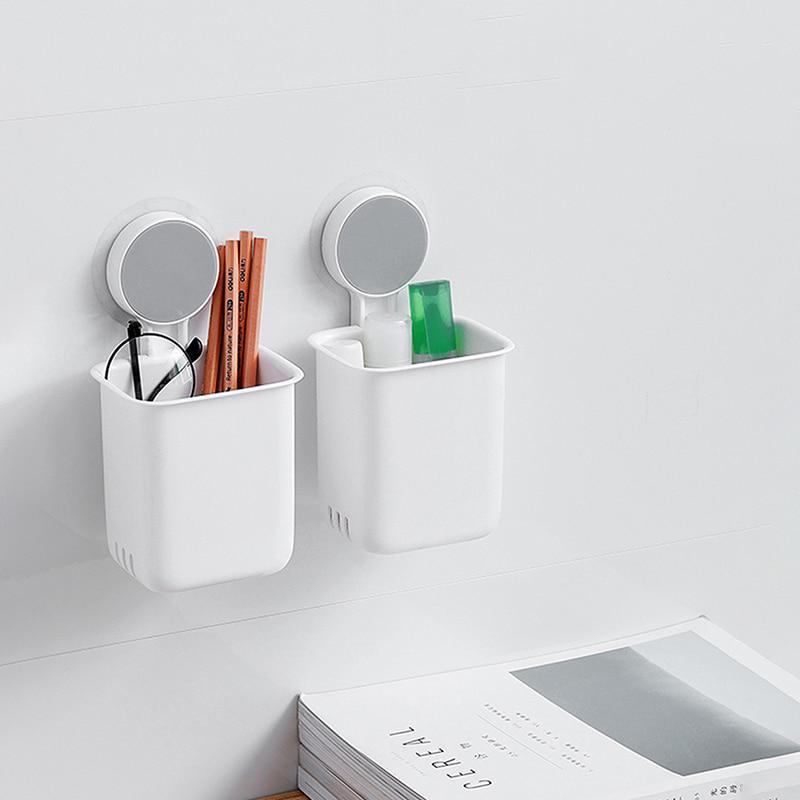 Toothbrush Wall Mounted Holder Toothpaste Mouth Cup Drill-Free Bathroom Storage Shelf Portable Rack