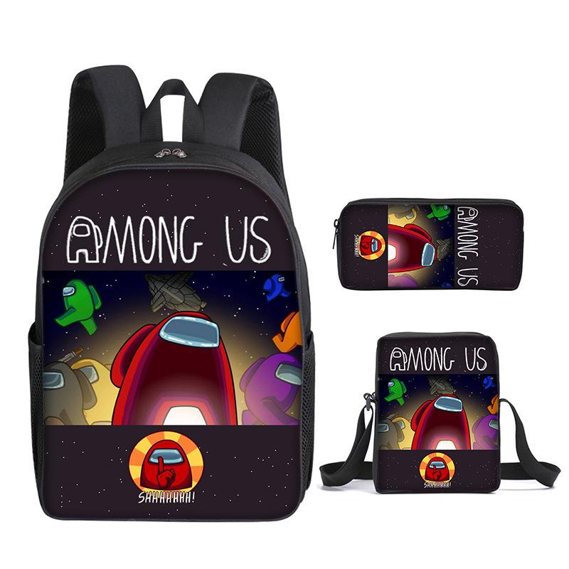Amongus Space Werewolf School Bag 3PCS Game Merchandise Elementary And Middle School Students Backpack Pencil Bag Satchel