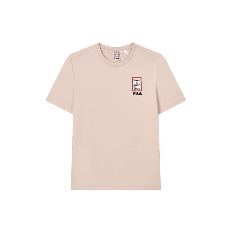 Fila X HAGT Collaboration Casual Loose Big Logo Solid Color Short Sleeve T-Shirt Men Tops Pink F11U229102F-PK