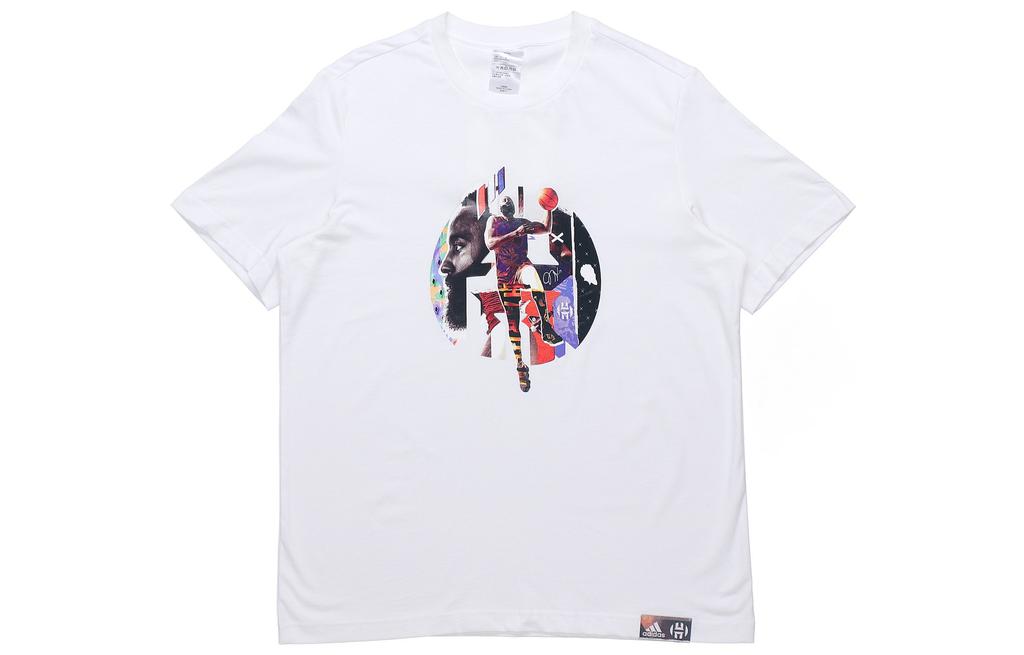 Adidas T Shirts Men's White Crew Neck Moderate Straight Fit GH6717