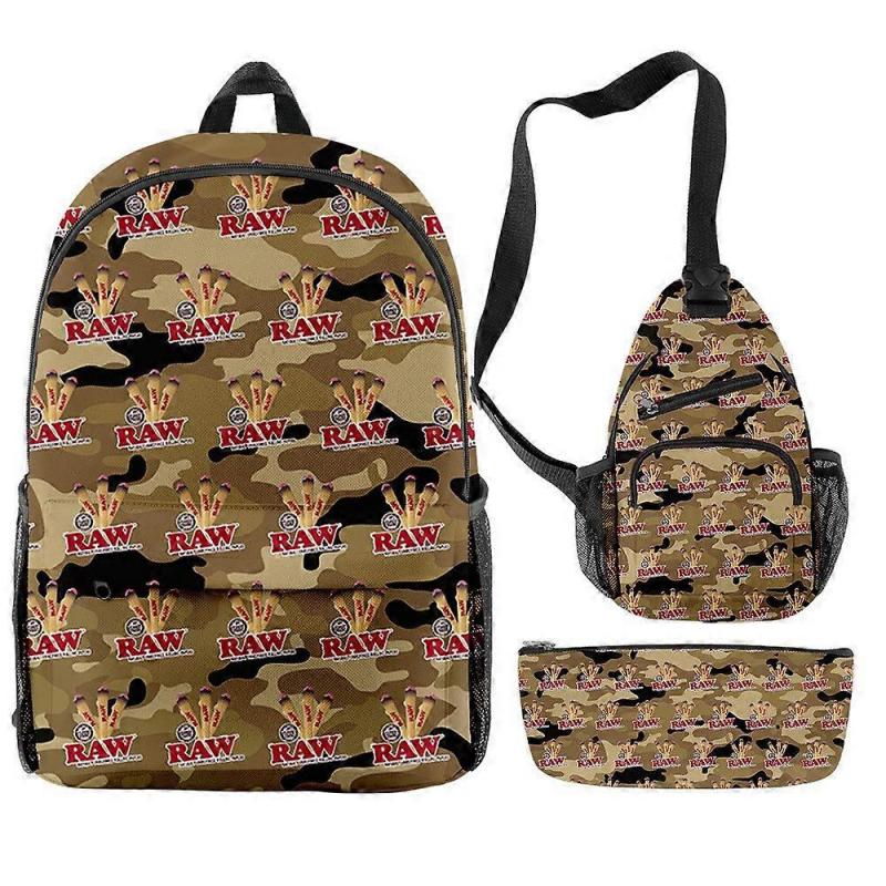 Cartoon Raw Children'S Backpack Pencil Case Primary And Secondary School Students Large Capacity Printed School Bag Three-Piece Set 4 -HGDMV