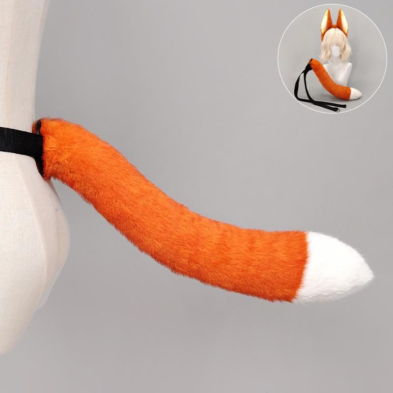 Furry Animal Ear Headband Tail Set Halloween Party Cosplay Costume Accessory Wolf Fox Style