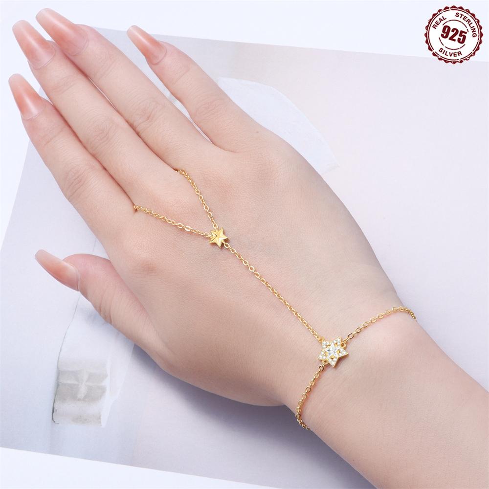 Original Kupfer Exquisites Glänzendes Armband Stern Sonne Gold Ineinandergreifendes Armband Accessoire Jubiläum Valentinstagsgeschenk Schmuck