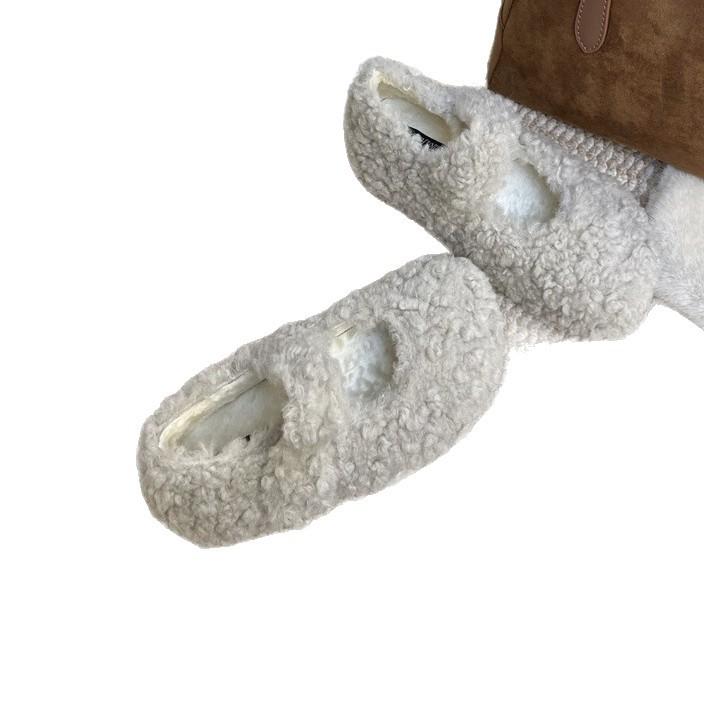 Lågskor i lamull för damvintermode 2025 nya sammetsmössskor med Mary Jane-pumps