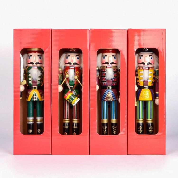 Colorful Wooden Nutcracker Soldier King Figurine Christmas Decor for Shelves