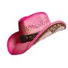 Western Cowboy Straw Hat Men and Women Retro Wide-brimmed  Cowboy Straw Hat Embroidered Wide Brim   Chapeau Cowboy