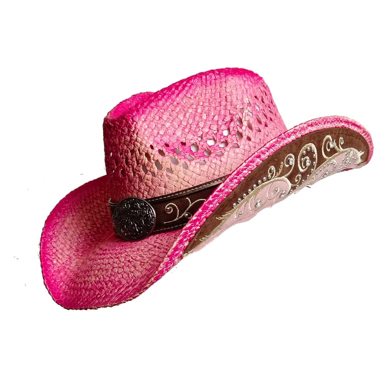 My Extreme Outdoor Activities Women's Western Cowboy Straw Hat Men And Retro Wide-Brimmed Cowboy Straw Hat Embroidered Wide Brim Chapeau Cowboy 55-58Cm
