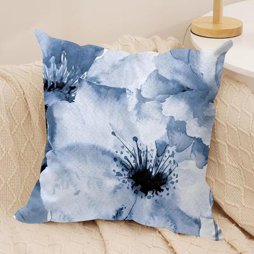 Painted Blue Print Creative Cushion Cover Soft Plush DoubleSided Sofa Pillow Cushion Cover  AllSeason Durable Decor Gift