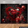 2D Red Black Heart Rose Romantic Birthday Wall Tapestry Background Cloth