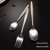 Golden High-Grade Stainless Steel Western Cutlery Set: Fork, Spoon, Knife for Hotel Steak Dining