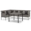 vidaXL 2-part. Garden Dining Set with Cushions Grey Poly Rattan