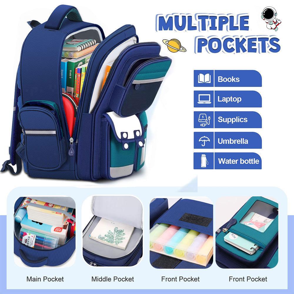 Astronaut Elementary School Three Piece Backpack, New Spine Protection Backpack for Boys and Girls in Grades 1-6