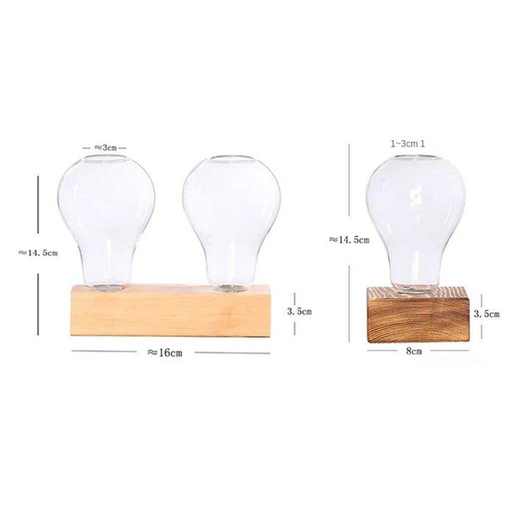 Retro Style Pear Vases w/Wooden Stand Decorative Hydroponic Planter Home Decor