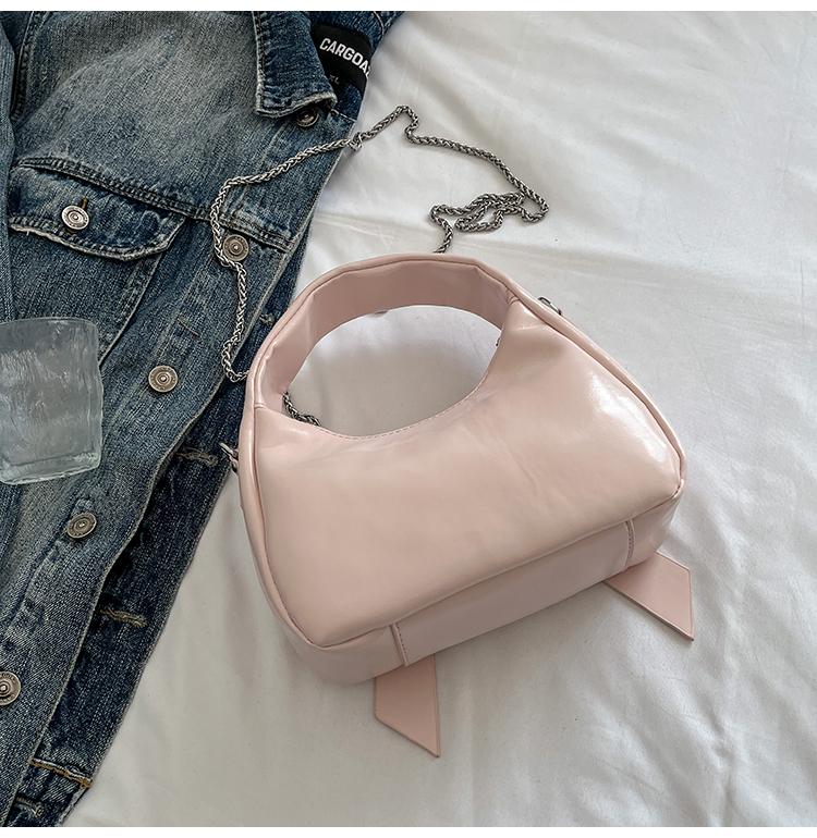 Small Bag Bow Shoulder Bag Women's Underarm Bag PU Crossbody Bag