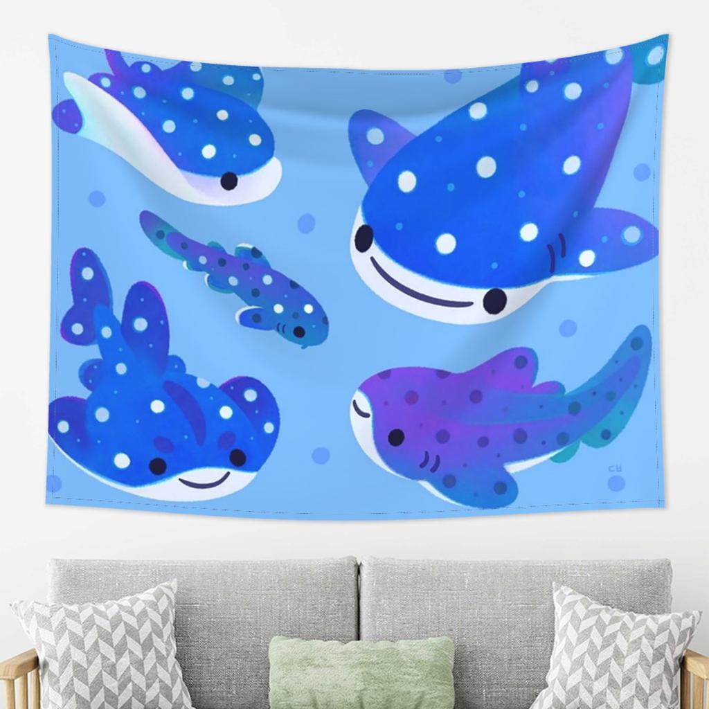 Polka Dot Shark Tapestry Wall Hanging Aesthetic Home Decor Tapestries for Living Room Bedroom