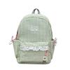 Schoolbag high-value plaid schoolbag women's new lace girl heart backpack Japanese sweet student travel backpack